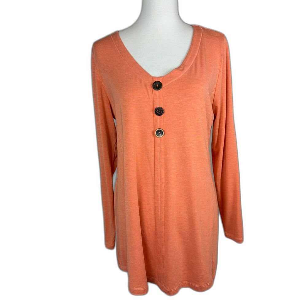 Soft Surroundings Maddalena Knit Tunic Top L Sorbet Heather Boho Artsy Cottage